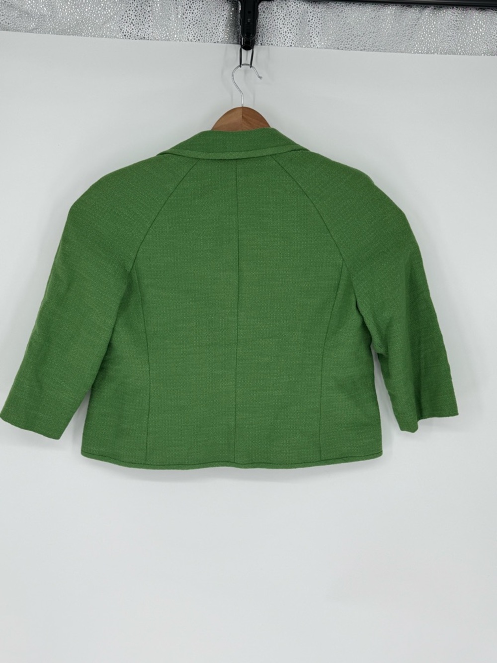 Talbots Blazer Womens 12P Green Linen Blend Open Front Lined Career Jacket F1 - Picture 2 of 4
